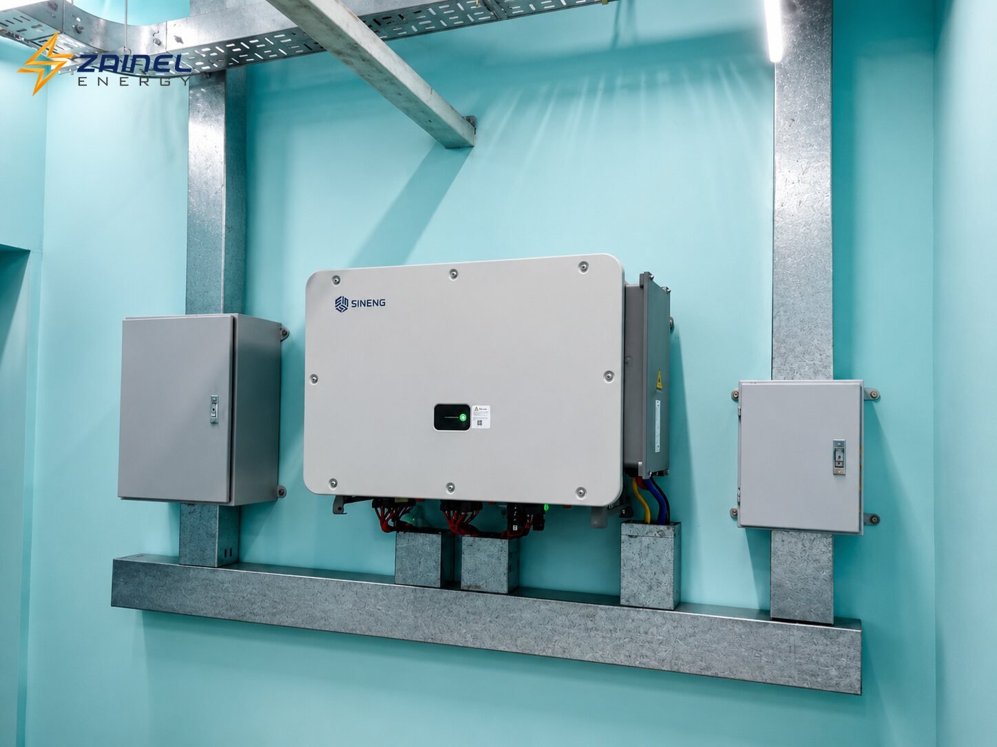 Industrial inverter room with cable management